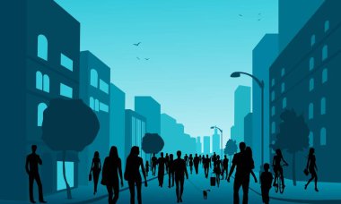 Sokakta yürüyen insanlar, akşam