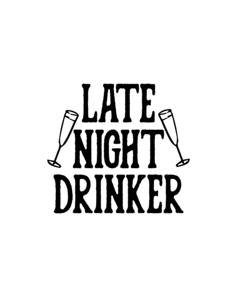 深夜喝酒的人 手绘字体招贴画设计 保费矢量 — 图库矢量图片