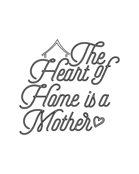 家的心脏是一个母亲 手绘字体招贴画设计 保费矢量 — 图库矢量图片