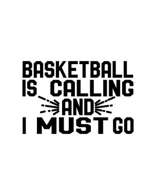 Basketbol beni çağırıyor ve gitmeliyim. El çizimi tipografi poster tasarımı. Premium Vektörü.