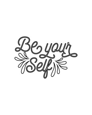 Kendin ol. El çizimi tipografi poster tasarımı. Premium Vektörü.