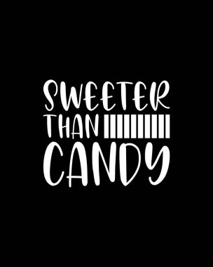 Candy 'den daha tatlı. El çizimi tipografi poster tasarımı. Premium Vektörü.