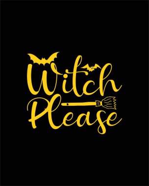 Cadı lütfen. El çizimi tipografi poster tasarımı. Premium Vektörü.