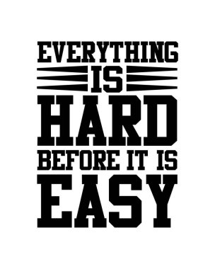 Her şey kolay olmadan önce zordur. El çizimi tipografi poster tasarımı. Premium Vektörü
