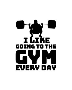 Her gün spor salonuna gitmeyi seviyorum. El çizimi tipografi poster tasarımı. Premium Vektörü