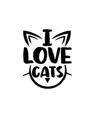 Kedimi seviyorum. El çizimi tipografi poster tasarımı. Premium Vektörü.