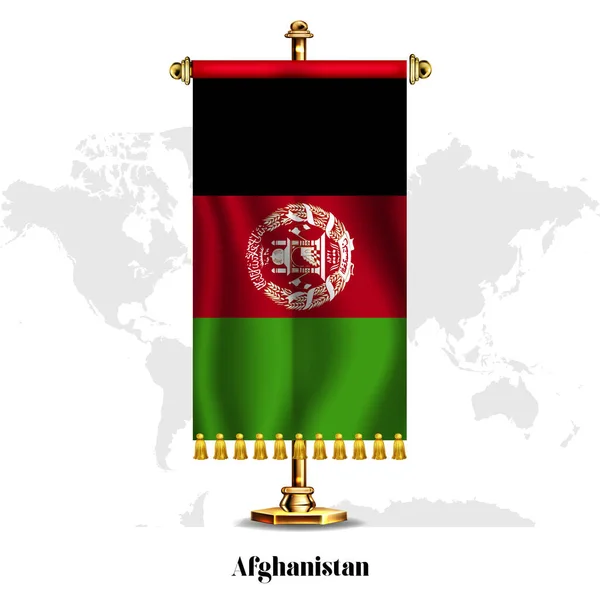 Национальный Реалистичный Флаг Афганистана Трибуной Открытки Поздравления Дизайн Плаката Дня — стоковый вектор