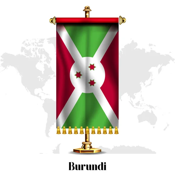 Burundi Národní Realistická Vlajka Stand Pozdrav Národní Den Nezávislosti Plakát — Stockový vektor