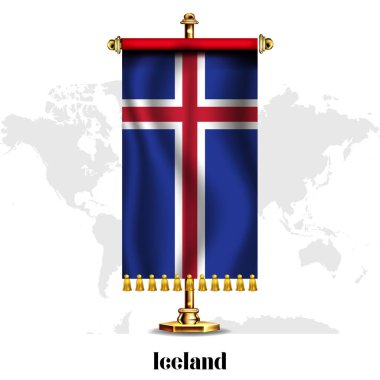 Stand ile İzlanda Ulusal Gerçekçi Bayrağı. Macaristan 'ın Ulusal Bağımsızlık Günü poster tasarımı.