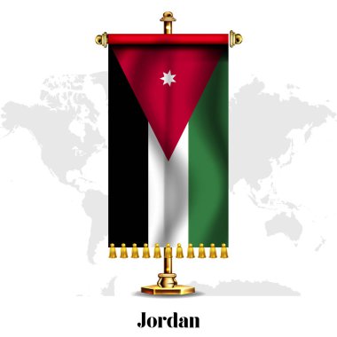 Stand 'le Jordan Ulusal Gerçekçi Bayrağı. Ulusal Bağımsızlık Günü tebrik kartı. Jersey 'nin poster tasarımı..