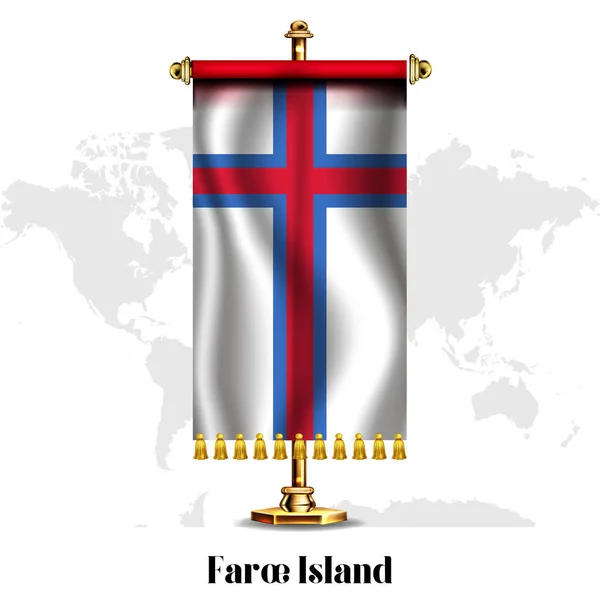 Faroe Island Εθνική Ρεαλιστική Σημαία Βάση Ευχετήρια Κάρτα Εθνική Ημέρα — Διανυσματικό Αρχείο