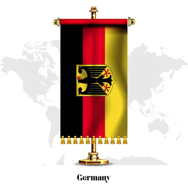 Γερμανία Εθνική Ρεαλιστική Σημαία Stand Ευχετήρια Κάρτα Εθνική Ημέρα Ανεξαρτησίας — Διανυσματικό Αρχείο