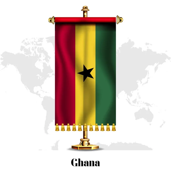 Narodowa Flaga Realistyczna Ghany Stand Karta Okolicznościowa Projekt Plakatu Narodowego — Wektor stockowy
