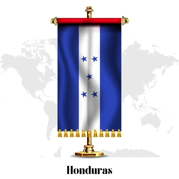 Honduras Nationale Realistische Vlag Met Stand Wenskaart Nationale Onafhankelijkheidsdag Poster — Stockvector