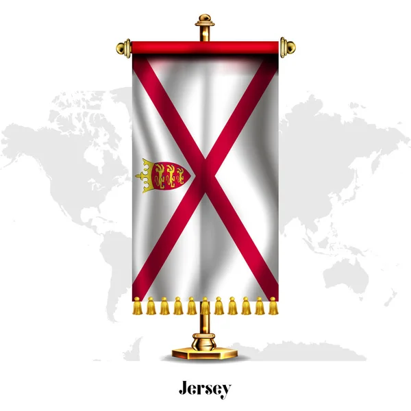 Jersey Bandera Nacional Realista Con Stand Tarjeta Felicitación Día Nacional — Archivo Imágenes Vectoriales