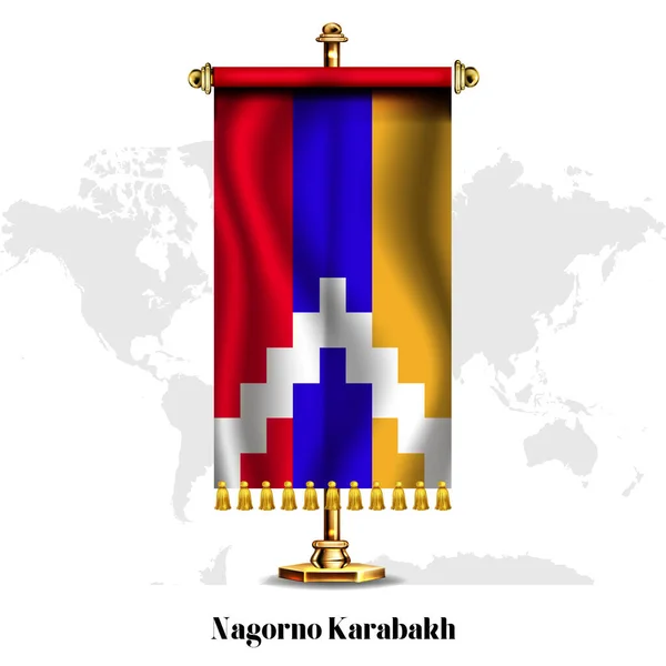 Berg Karabach Nationalflagge Mit Standbild Grußkarte Nationaler Unabhängigkeitstag Poster Design — Stockvektor