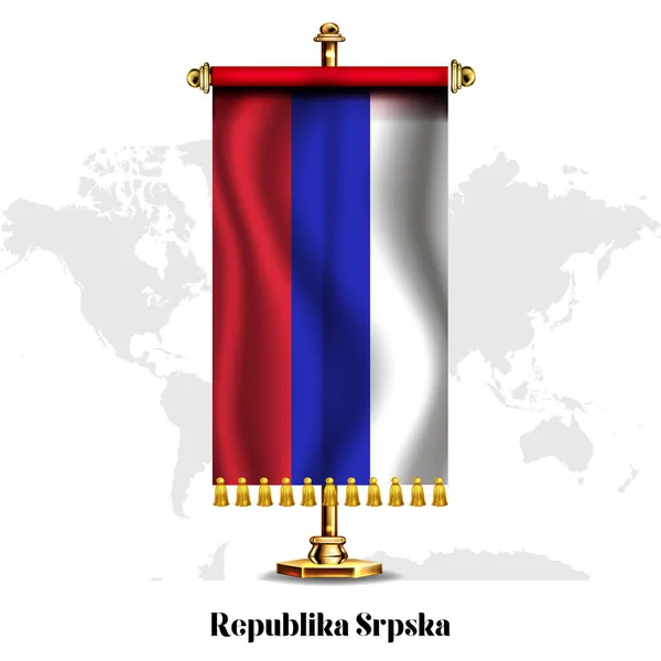 Republika Srpska Bandeira Nacional Realista Com Stand Cartão Saudação Projeto —  Vetores de Stock