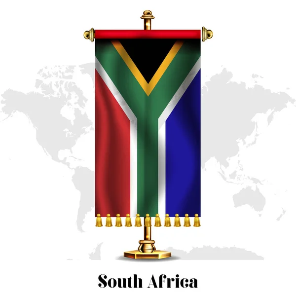 Jižní Afrika Národní Realistická Vlajka Stand Pozdrav Národní Den Nezávislosti — Stockový vektor
