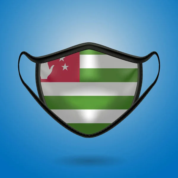 Abhazya Ulusal Bayrağı Ile Gerçekçi Koruyucu Tıbbi Maske Sağlık Hizmeti — Stok Vektör