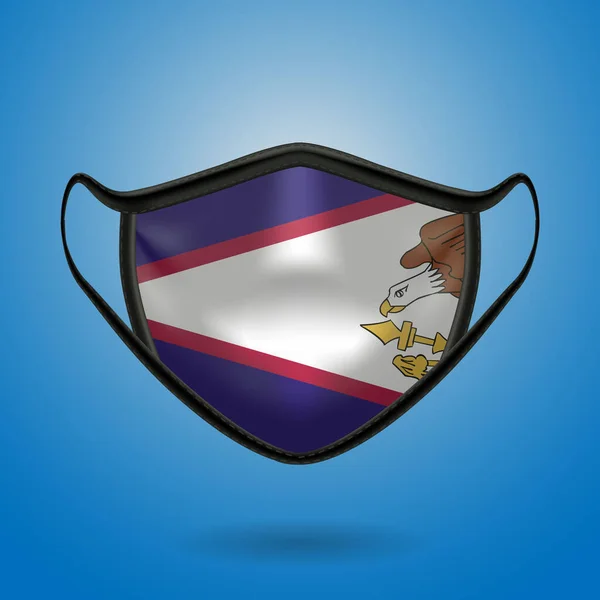 Amerikan Samoası Ulusal Bayrağıyla Gerçekçi Koruyucu Tıbbi Maske Sağlık Hizmeti — Stok Vektör