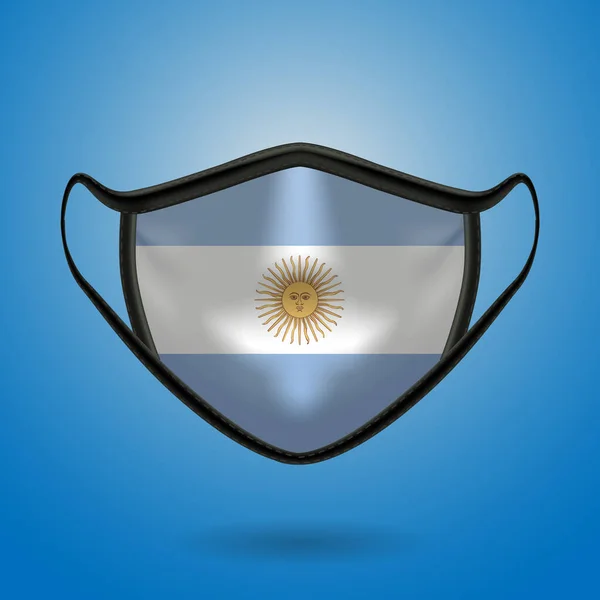 Masque Médical Protecteur Réaliste Avec Drapeau National Argentine Soins Santé — Image vectorielle