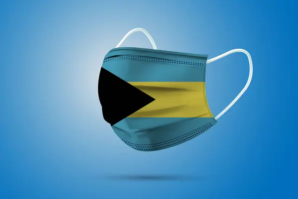 Masque Médical Protecteur Réaliste Avec Drapeau National Des Bahamas Soins — Image vectorielle