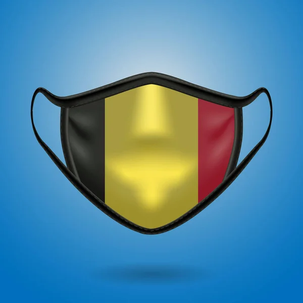 Máscara Médica Proteção Realista Com Bandeira Nacional Bélgica Saúde Conceito —  Vetores de Stock