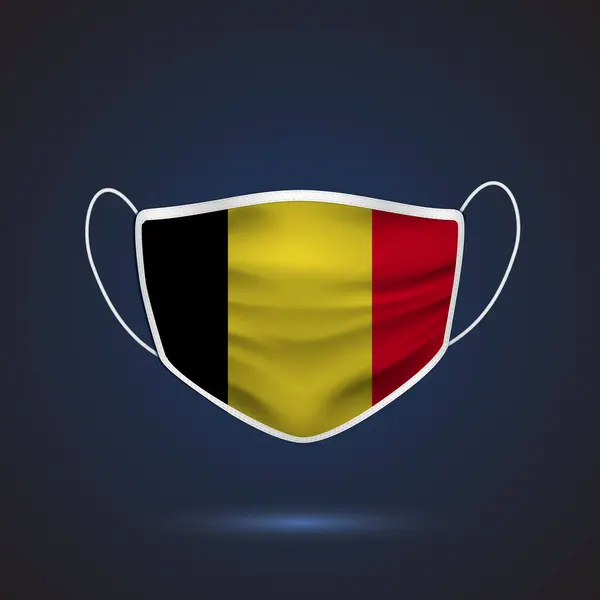 Máscara Médica Proteção Realista Com Bandeira Nacional Bélgica Saúde Conceito —  Vetores de Stock