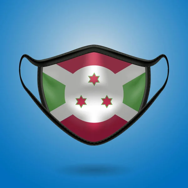 Máscara Médica Protección Realista Con Bandera Nacional Burundi Salud Concepto — Archivo Imágenes Vectoriales