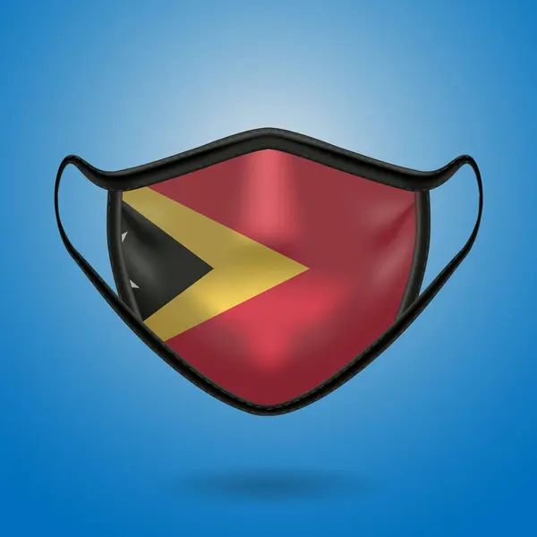 带着东帝汶国旗的现实的保护性医疗面具 保健和医疗概念与国旗 矢量说明 — 图库矢量图片