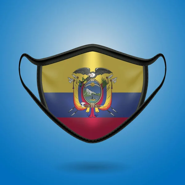 Masque Médical Protecteur Réaliste Avec Drapeau National Équateur Soins Santé — Image vectorielle