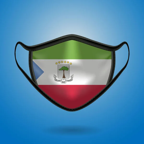 Realistic Protective Medical Mask National Flag Equatorial Guinea Health Care — ストックベクタ