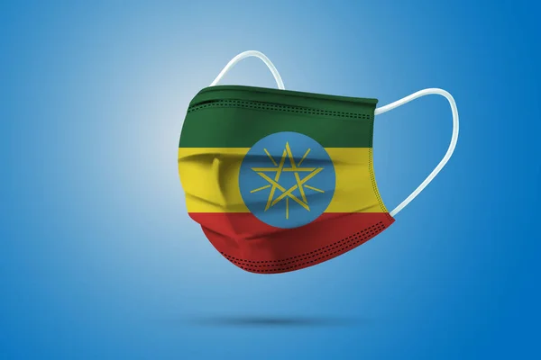 Máscara Médica Protección Realista Con Bandera Nacional Etiopía Salud Concepto — Archivo Imágenes Vectoriales