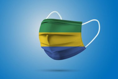 Realistic Protective Medical Mask with National Flag of Gabon. Health care and medical concept With the flag. Vector illustration.