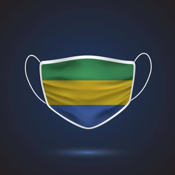 Realistic Protective Medical Mask National Flag Gabon Health Care Medical — Stok Vektör