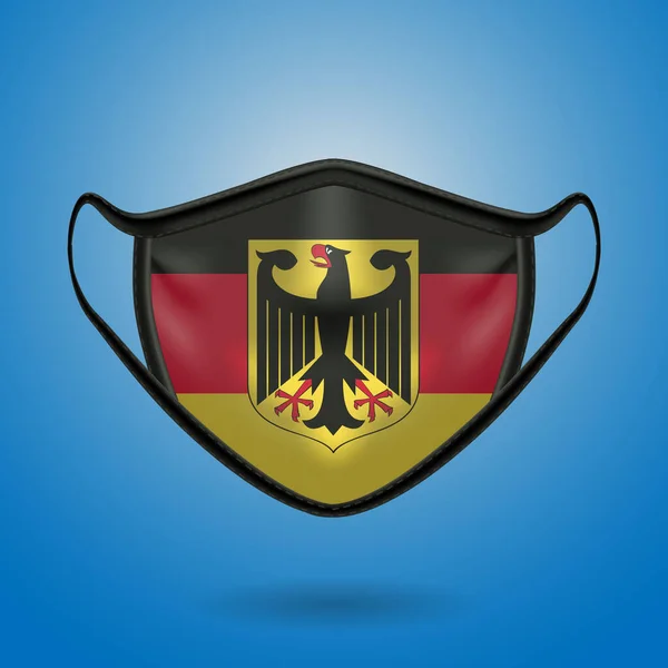 德国国旗的现实防护医疗面具 保健和医疗概念与国旗 矢量说明 — 图库矢量图片