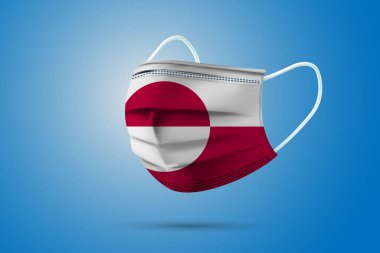 Realistic Protective Medical Mask with National Flag of Greenland. Health care and medical concept With the flag. Vector illustration.