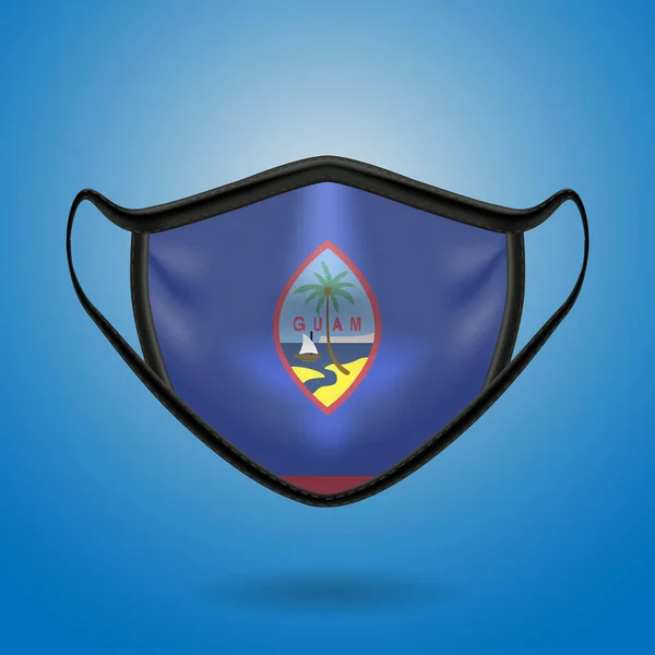 Realistic Protective Medical Mask National Flag Guam Health Care Medical — Stok Vektör