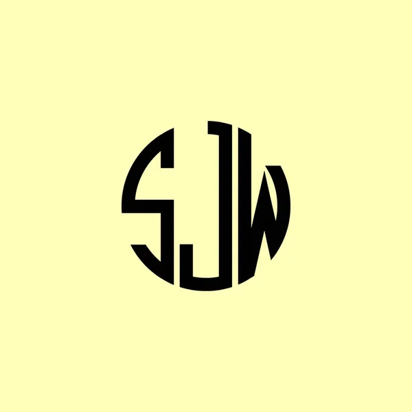 Kreativa Rundade Inledande Bokstäver Sjw Logotyp Det Kommer Att Vara — Stock vektor