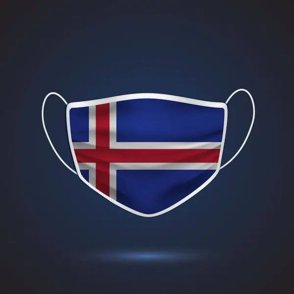 Реалистичная Защитная Медицинская Маска Флагом Исландии Здравоохранение Медицинская Концепция Флагом — стоковый вектор