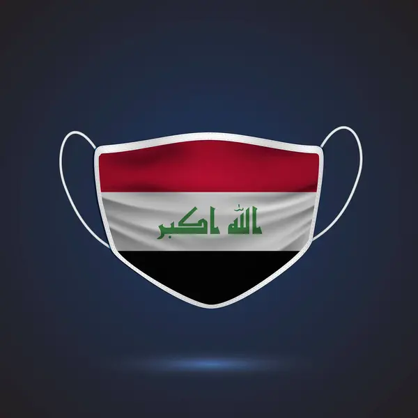 Máscara Médica Protección Realista Con Bandera Nacional Irak Salud Concepto — Archivo Imágenes Vectoriales