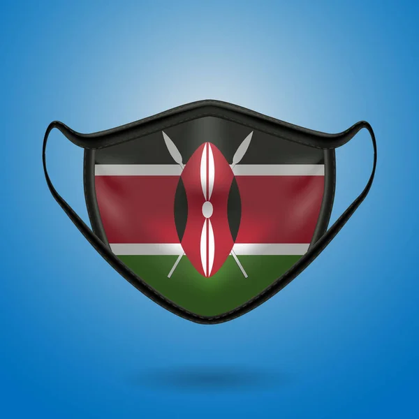 Máscara Médica Protección Realista Con Bandera Nacional Kenia Salud Concepto — Archivo Imágenes Vectoriales