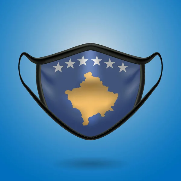 Realistic Protective Medical Mask National Flag Kosovo Health Care Medical — Stock Vector