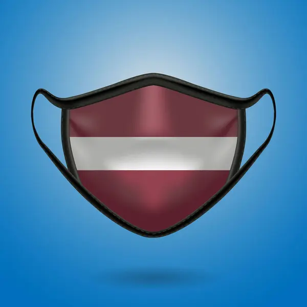 Realistic Protective Medical Mask National Flag Latvia Health Care Medical — Stock Vector