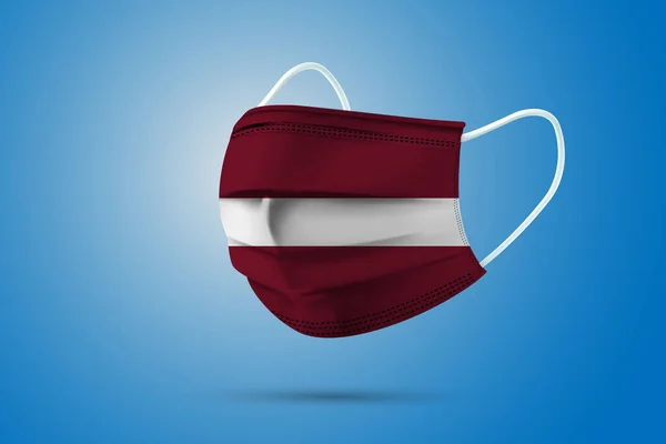 Masque Médical Protecteur Réaliste Avec Drapeau National Lettonie Soins Santé — Image vectorielle