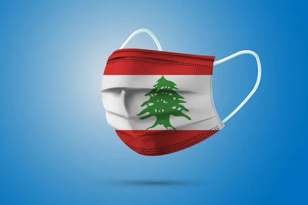 Masque Médical Protecteur Réaliste Avec Drapeau National Liban Soins Santé — Image vectorielle