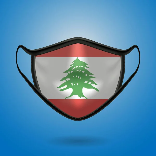 Masque Médical Protecteur Réaliste Avec Drapeau National Liban Soins Santé — Image vectorielle