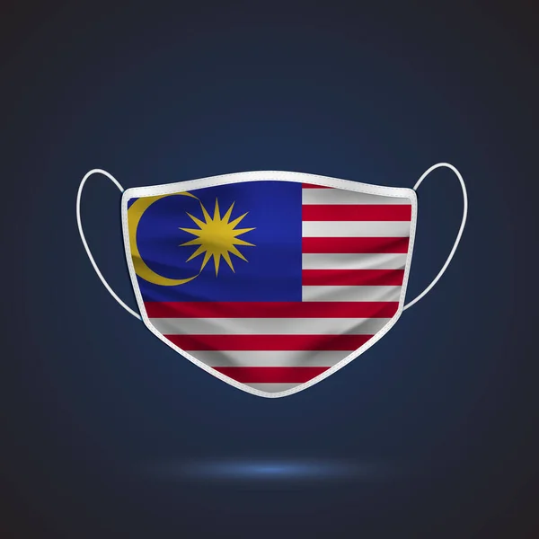 Máscara Médica Proteção Realista Com Bandeira Nacional Malásia Saúde Conceito — Vetor de Stock