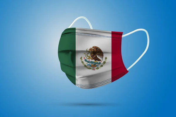 Реалистичная Защитная Медицинская Маска Государственным Флагом Мексики Здравоохранение Медицинская Концепция — стоковый вектор