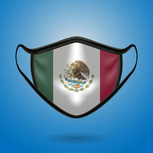 Реалистичная Защитная Медицинская Маска Государственным Флагом Мексики Здравоохранение Медицинская Концепция — стоковый вектор